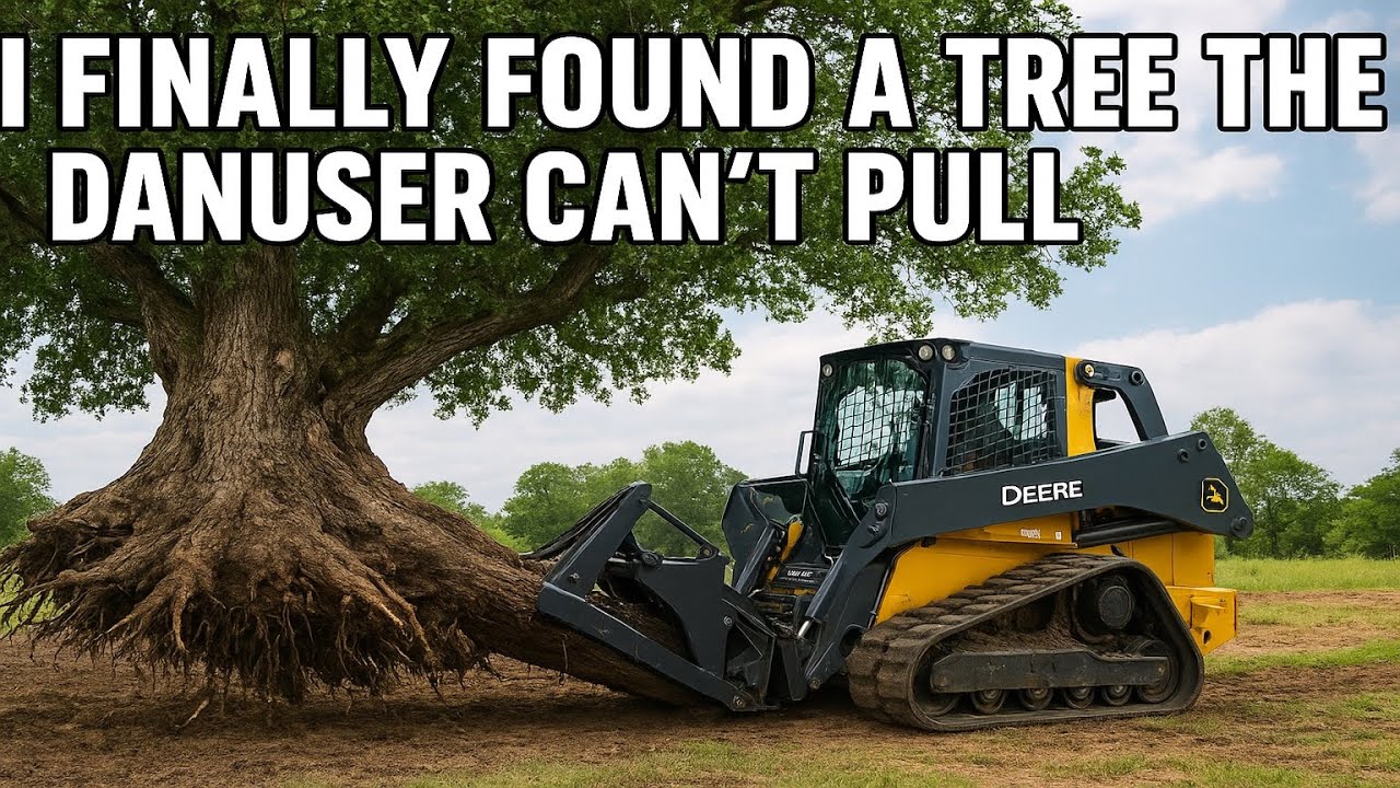 Danuser Intimidator Pulling Massive Trees (and failing to get one out) with john deere 325g