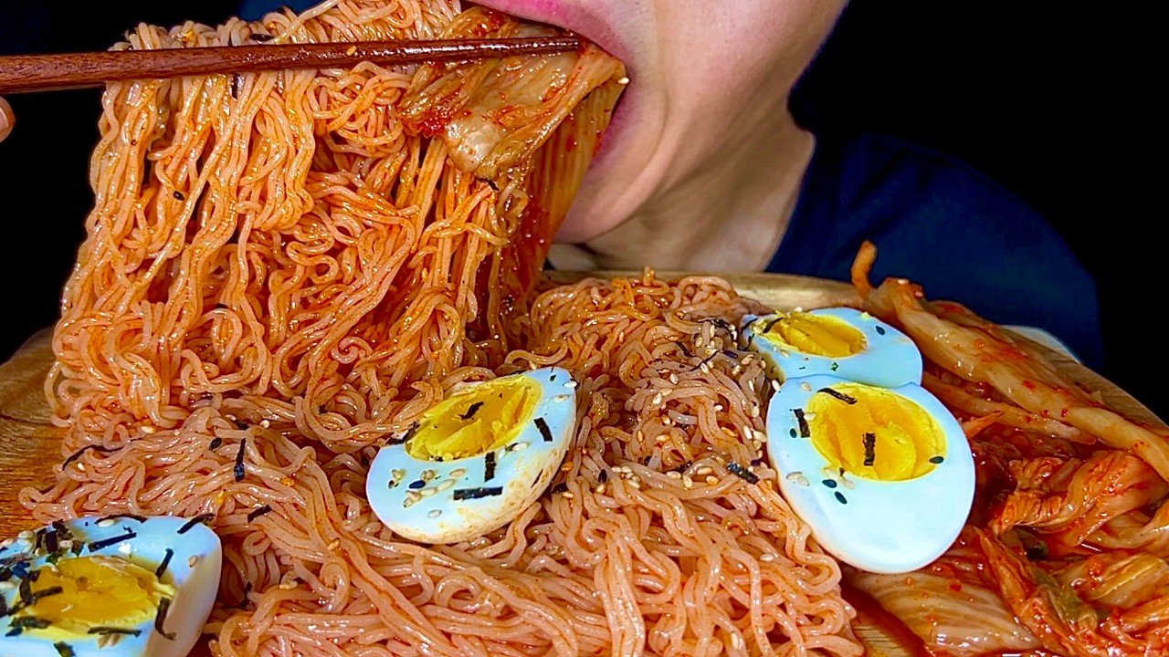 ASMR 비빔면 레전드 조합🔥 삶은계란 + 배추김치 + 칠성사이다 제로 먹방 Bibim Noodles + Boiled Egg + Kimchi + Cider MUKBANG