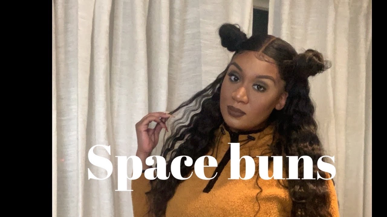 Space Buns on frontal long hair  half up half down hairstyles