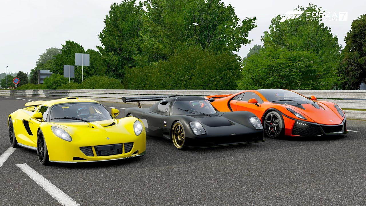 Forza 7 Drag race: Hennessey Venom GT vs Ultima Evolution 1020 vs GTA Spano (1177hp)