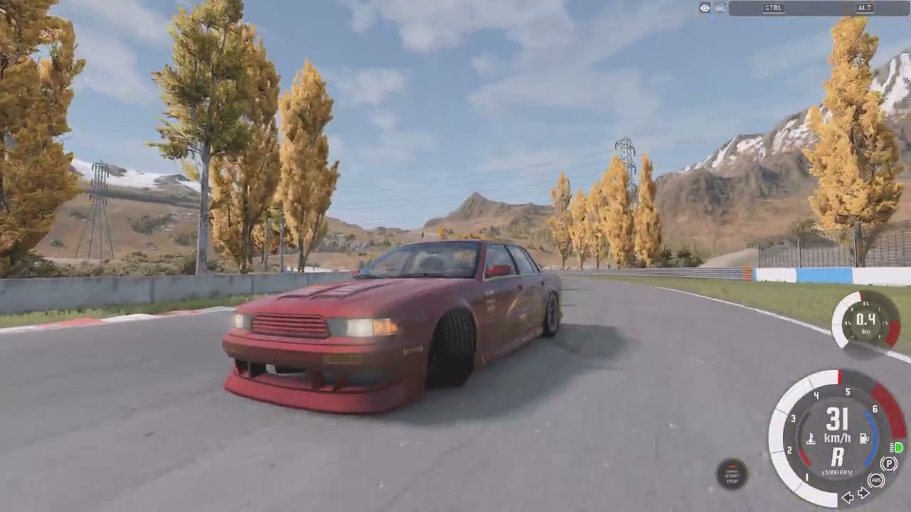 I tested to drift a drift car on a track in BeamNG Drive