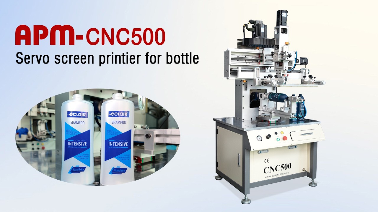 ⭐APM CNC500 Servo Screen Printer for Plastic Bottles  Semi Automatic Bottle Printing Machine