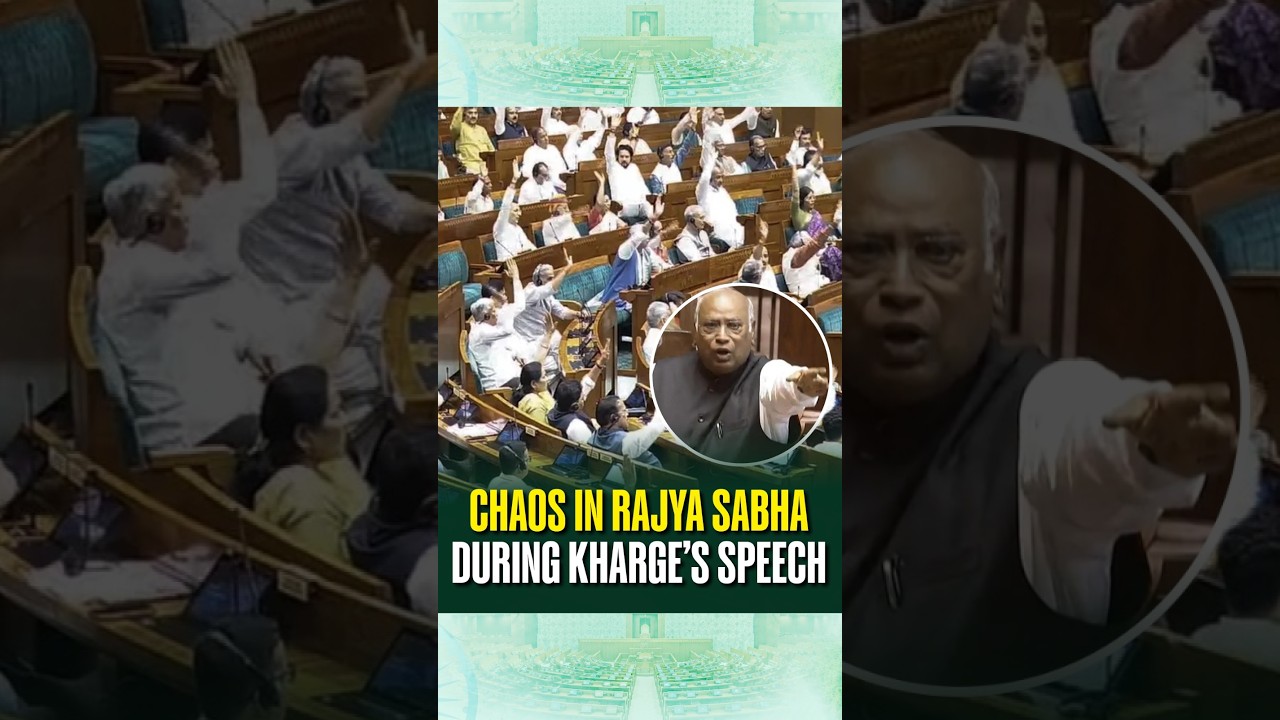 Rajya Sabha Uproar: Kharge's Address Met With Loud Protests & Sloganeering