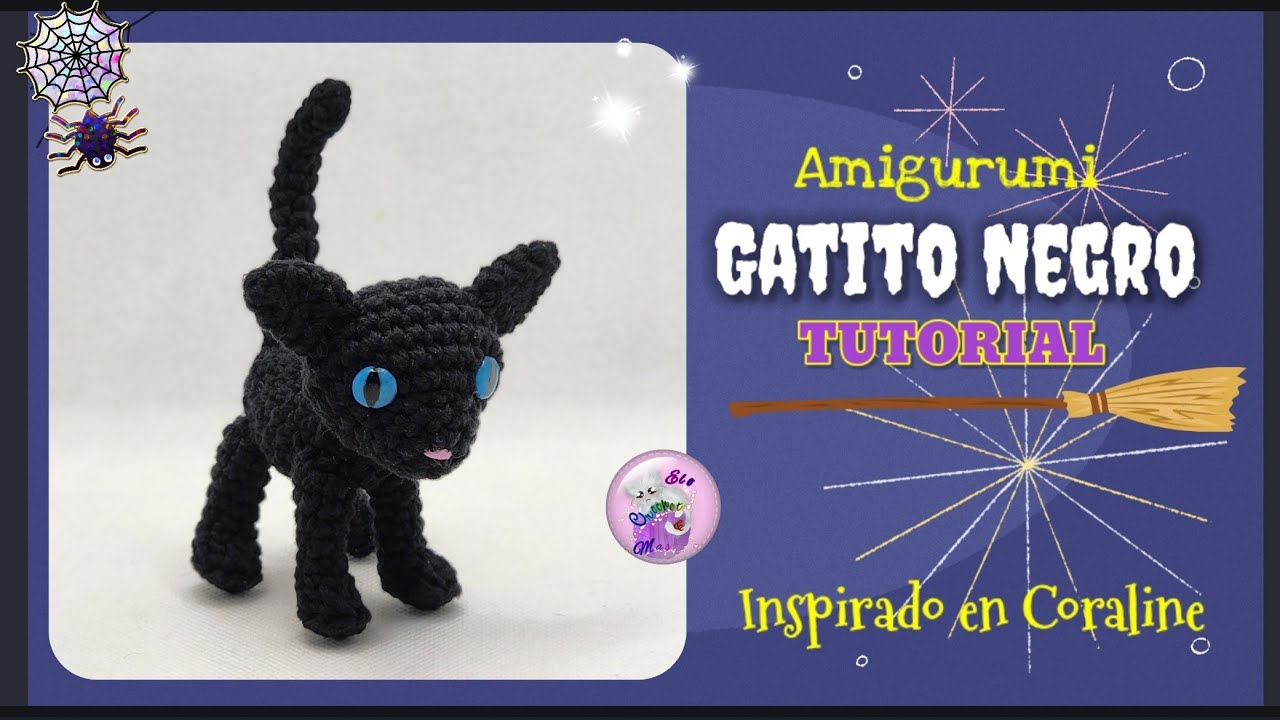 Gato Negro de Coraline Amigurumi Tutorial Paso a Paso a Crochet 🐈‍⬛