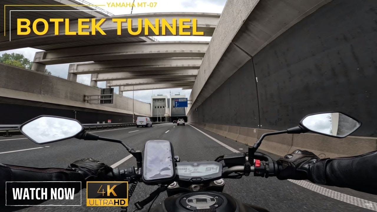 Botlek Tunnel near Rotterdam | Yamaha MT-07 | 4K