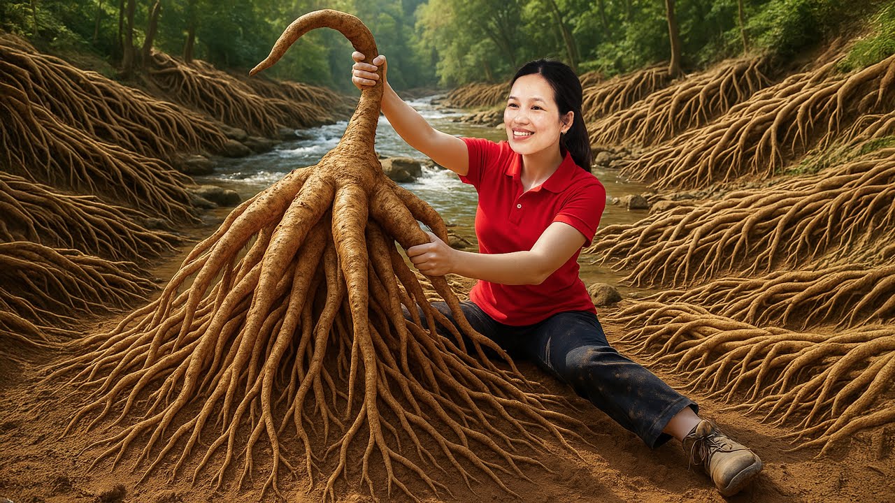 Harvesting Wild Cypress Tubers (Earth Ginseng) to Sell at Market | Eat This Rare Tuber Raw