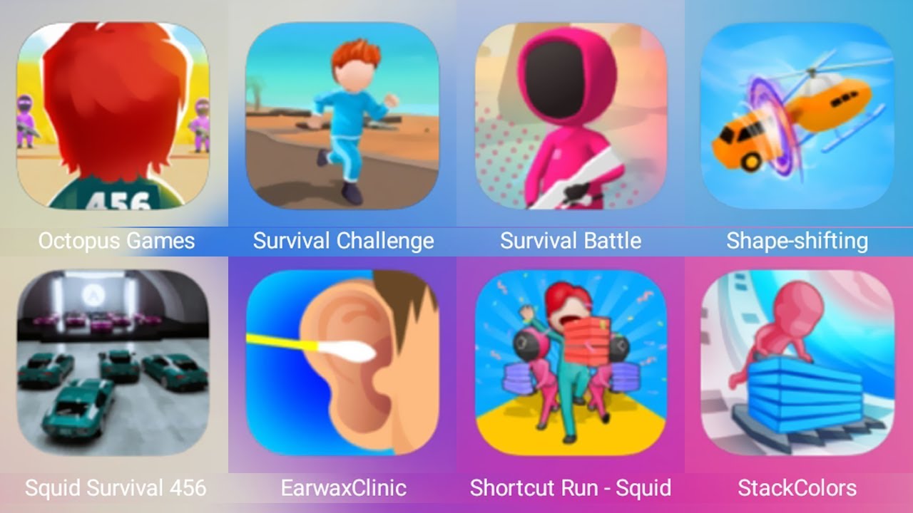 Octopus Games, Survival Challenge 3D, Survival Battle Royale, Shape-Shifting, Squid Survival 456