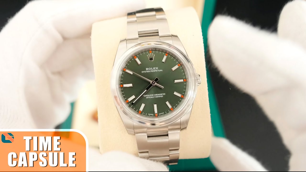 Обзор часов Rolex Oyster Perpetual 34mm Olive Green Reference 114200 2015 года — Time Capsule
