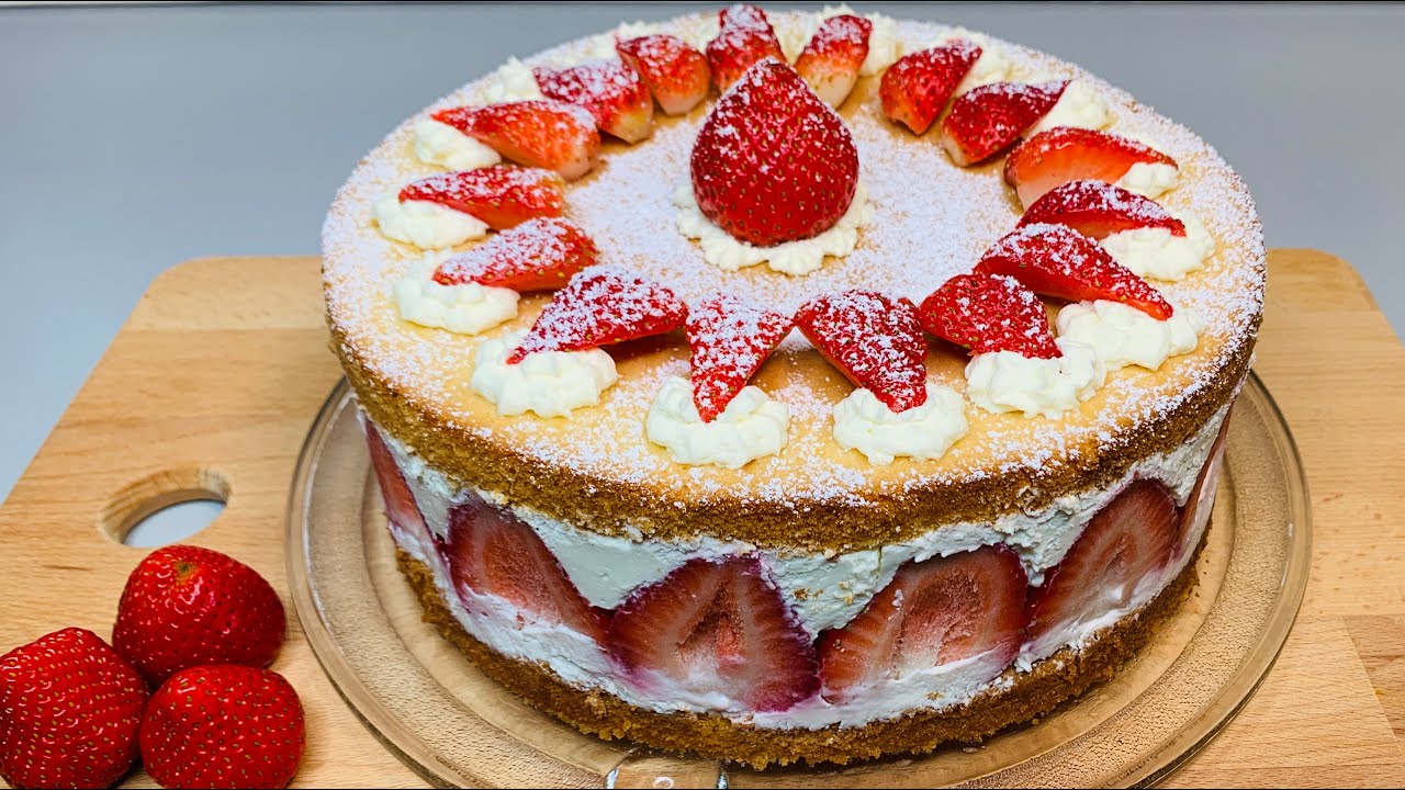 Käse Sahne Torte mit Erdbeeren 🍓 einfach unwiderstehlich lecker