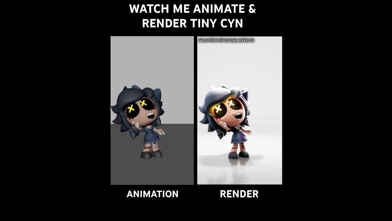 Murder Drones Cyn Animation & Render Behind the Scenes 