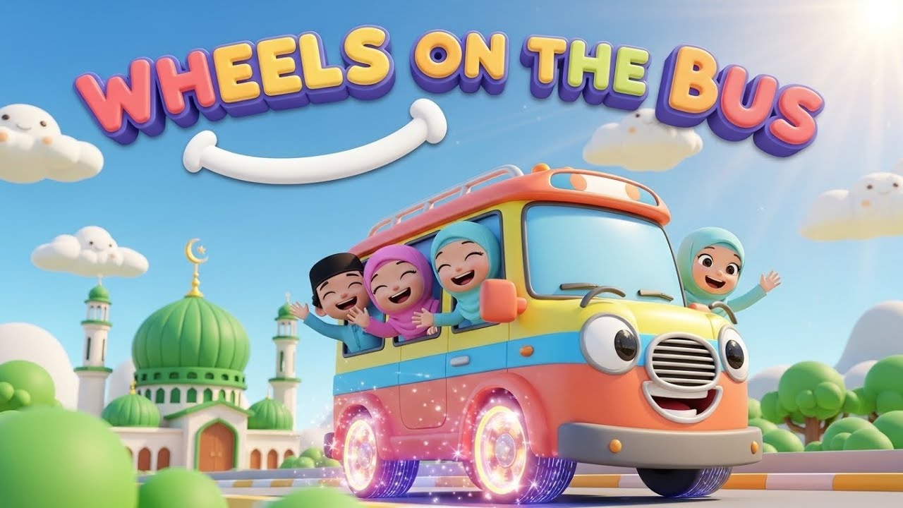 Wheels on the Bus Islamic Rhyme 🚍 | Muslim Kids Nasheed | Learn Islam with Fun