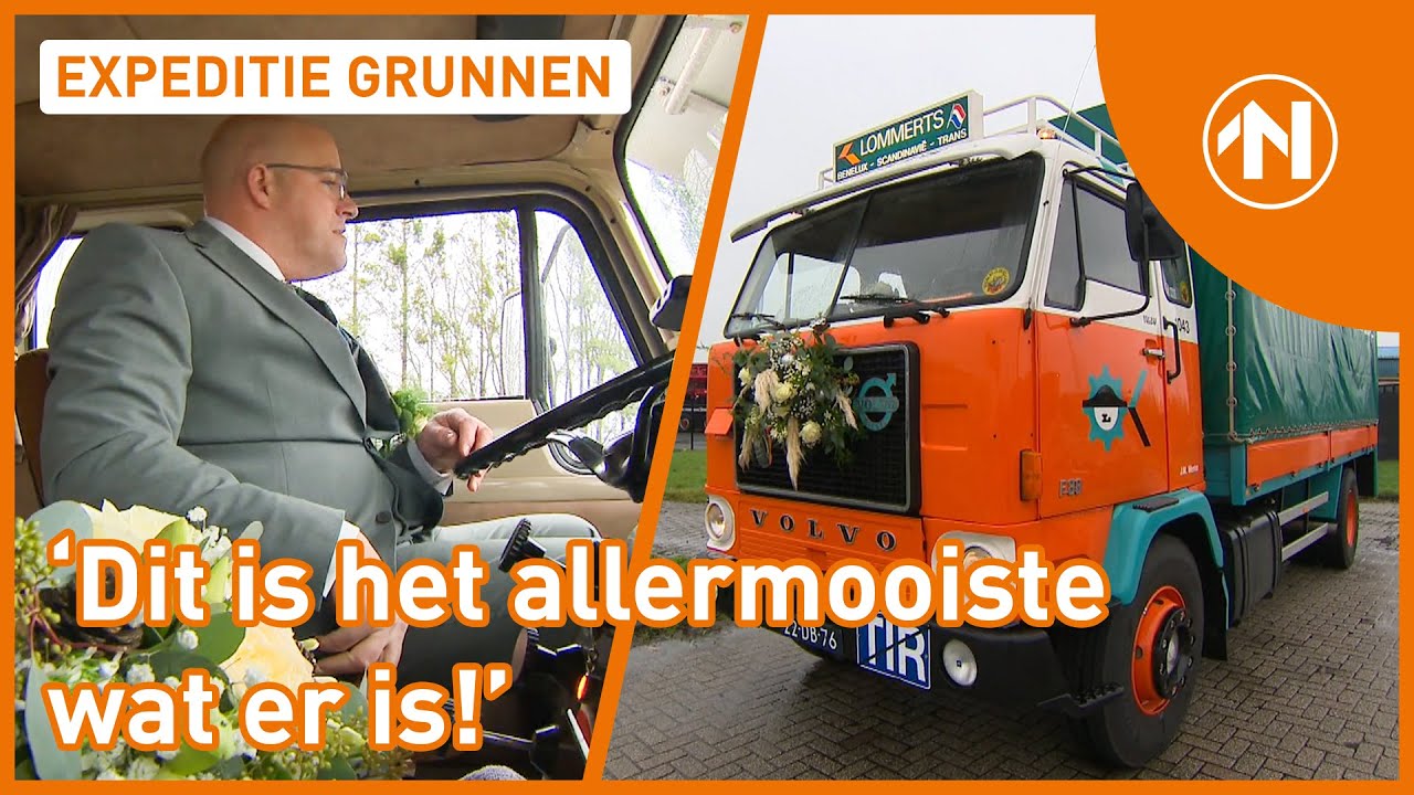 De bruid ophalen in een Volvo F88 truck