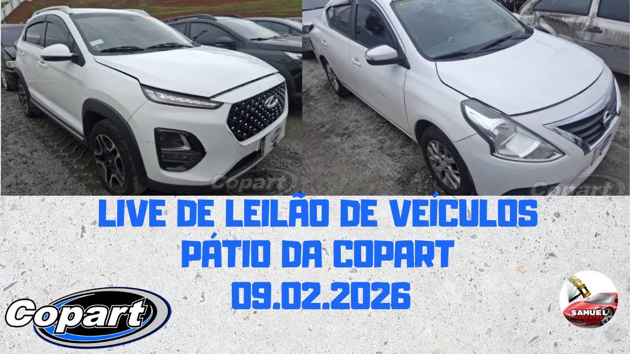 LIVE DE LEILÃO DE VEÍCULOS NO PÁTIO DA COPART DO DIA 09.02.2026