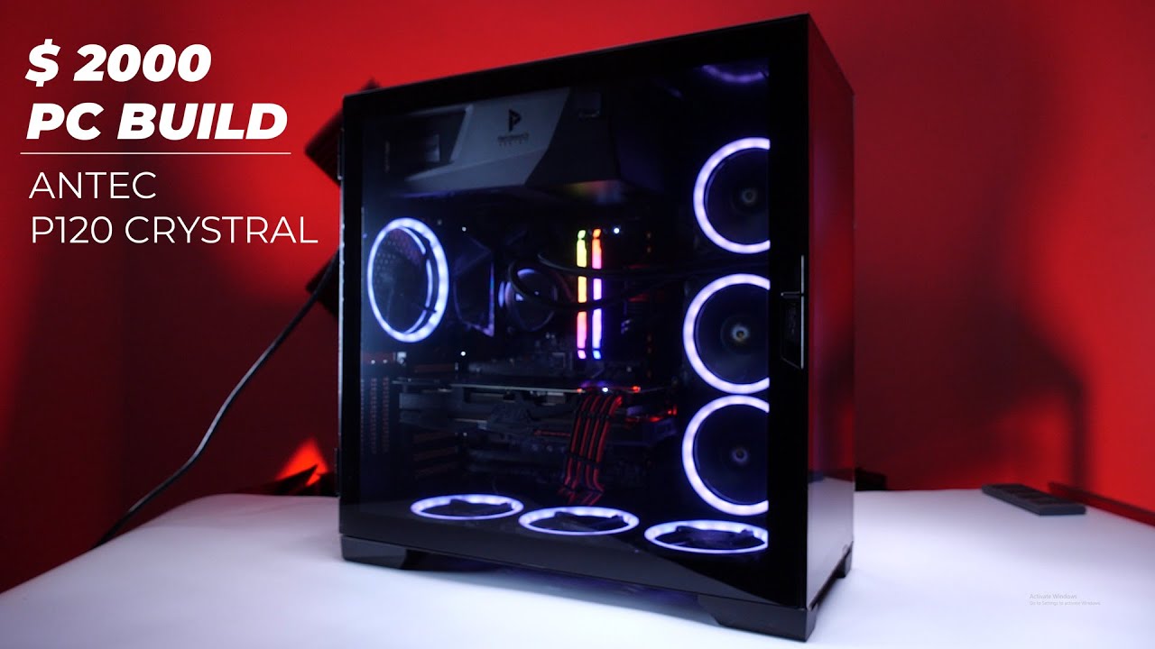 CLEAN $2000 ANTEC P120 CRYSTAL PC BUILD. RGB 4K GAMING AND EDITING STATION