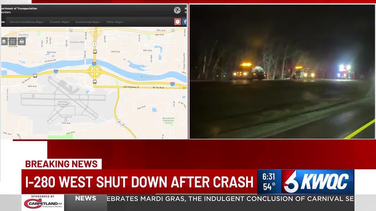 Person injured after 2 car crash near Quad Cities International Airport