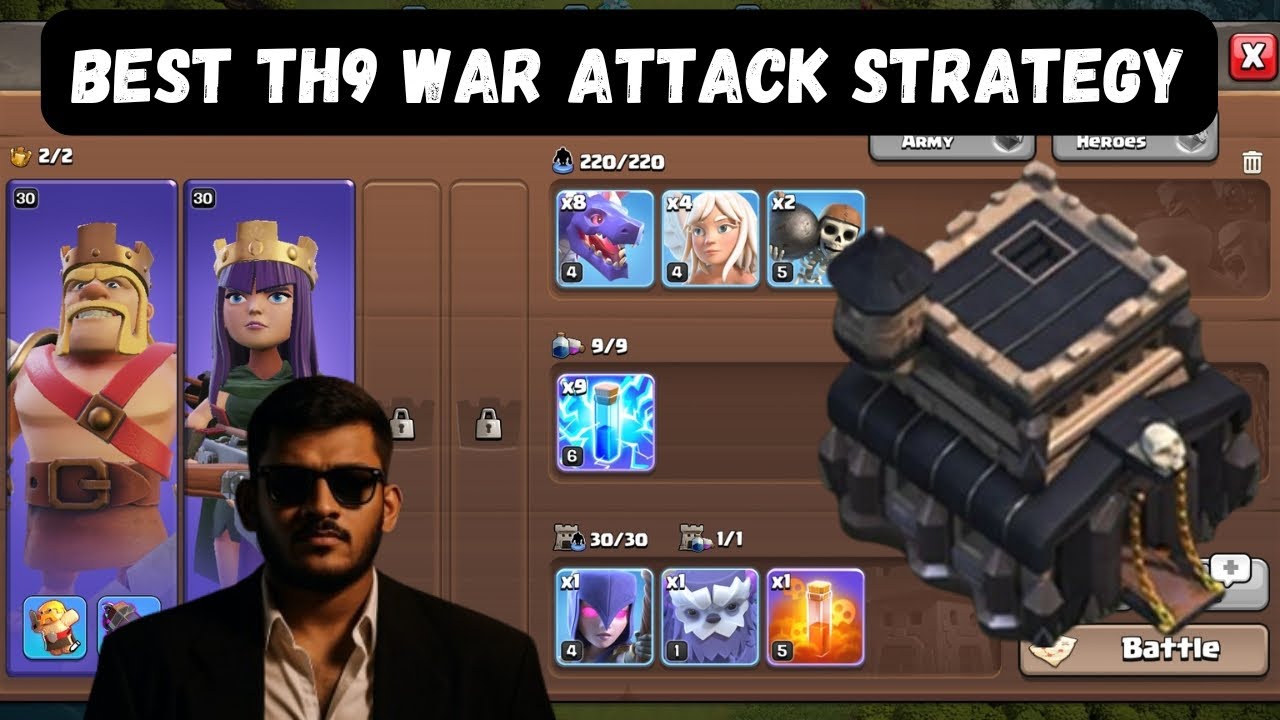 Town Hall 9 best war attack strategy 💥🔥 | TH9 war attack