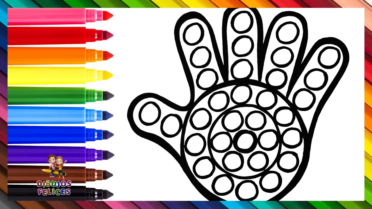 Dibuja y Colorea Una Palma De La Mano POP IT ✋🔴🟠🟡🟢🔵🟣🌈 Dibujos Para Niños