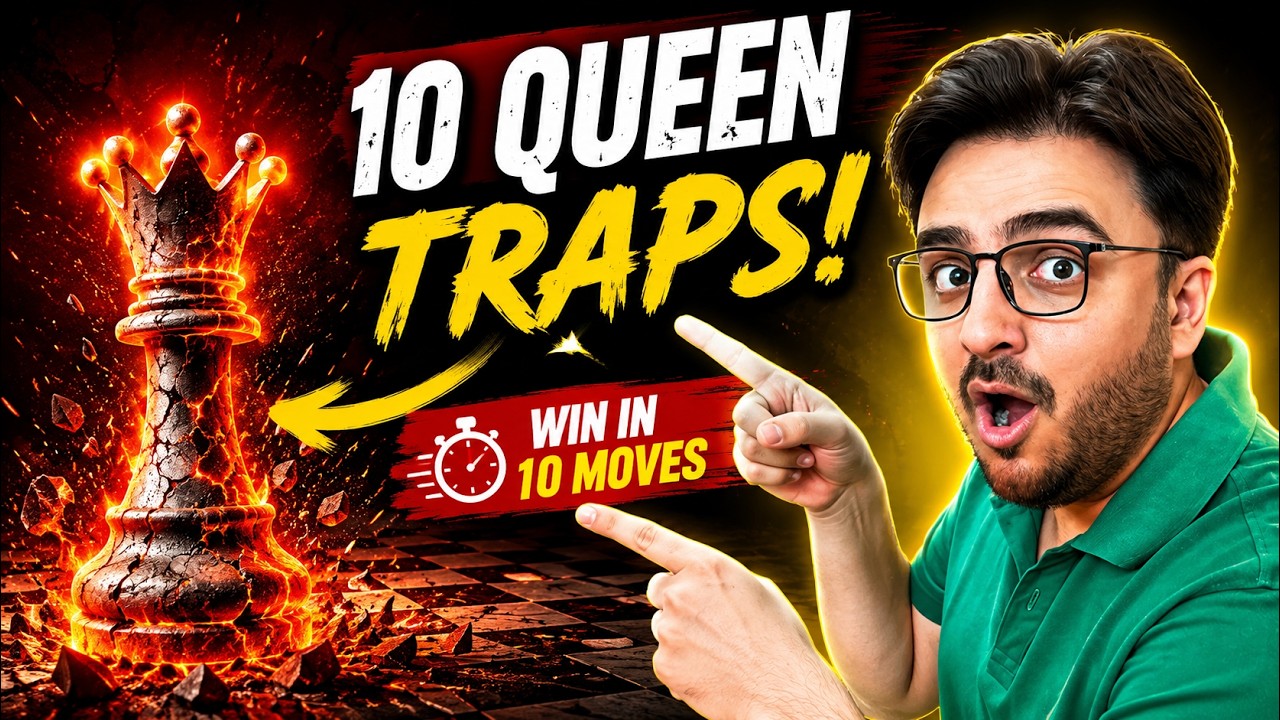TOP 10 Queen Traps in Chess | Chess Opening Tricks, Traps & Gambits to WIN FAST in 10 Moves