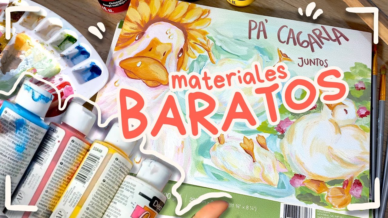 Pintando con materiales BARATOS de dollarcity 🦆| Acrílicos