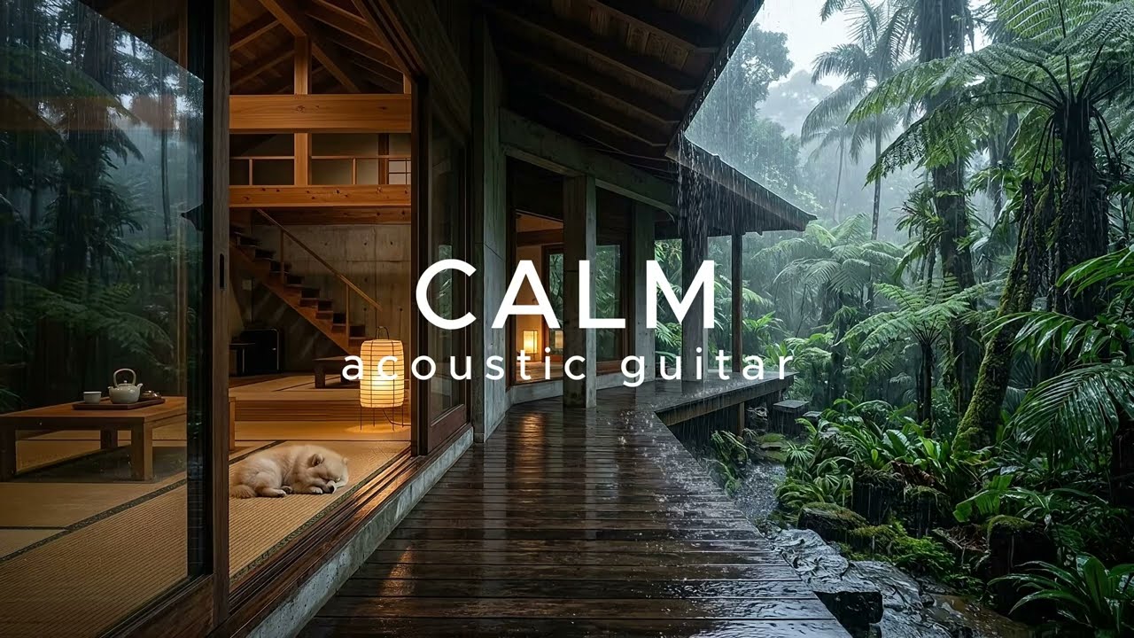 Deep Relaxation & Stress Relief 🌿 Soft Nylon Guitar & Rain on the Engawa