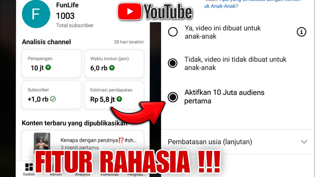 CUMA AKTIFIN INI DOANG !!! Rp 5,8JT PENGHASILAN YOUTUBE 1000 SUBSCRIBE