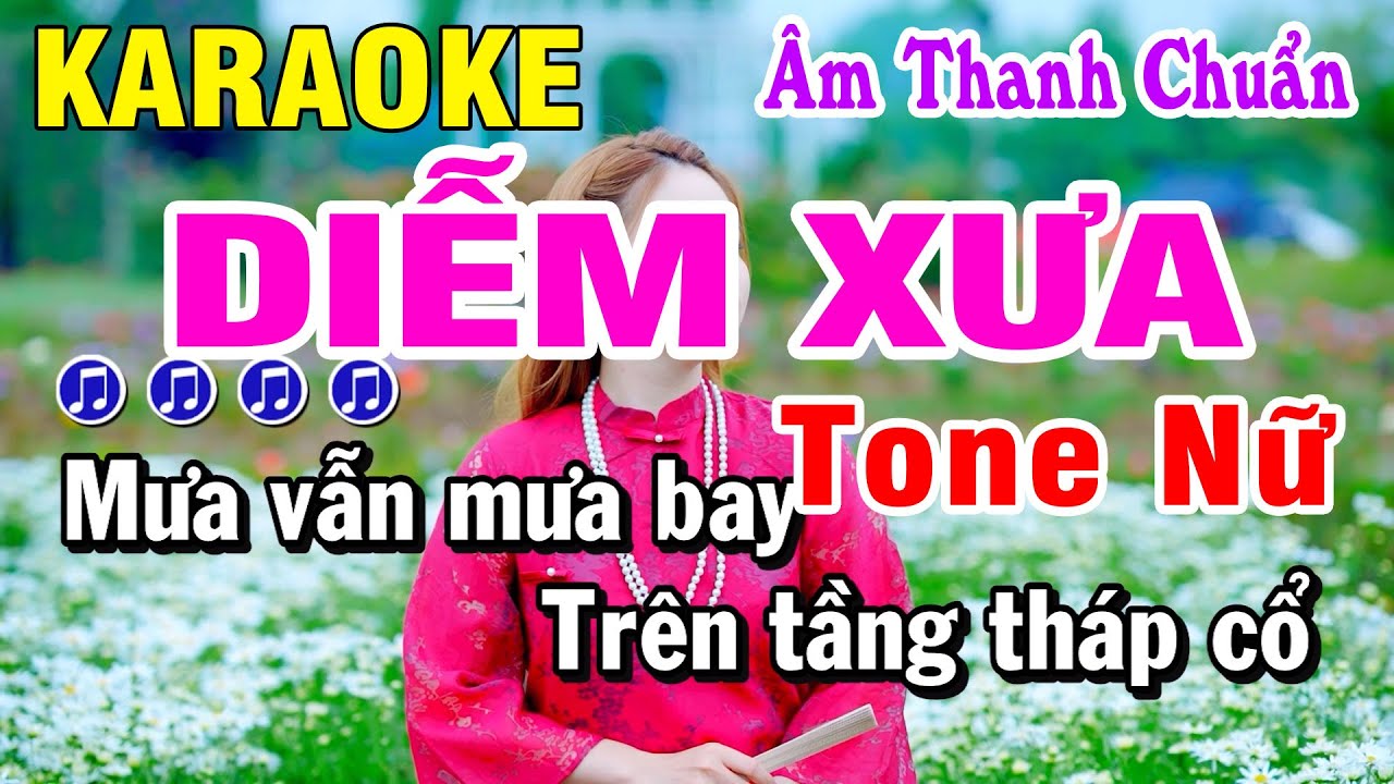 Karaoke Diễm Xưa Nhạc Sống Tone Nữ (A#m) | Beat Chuẩn Huỳnh Lê