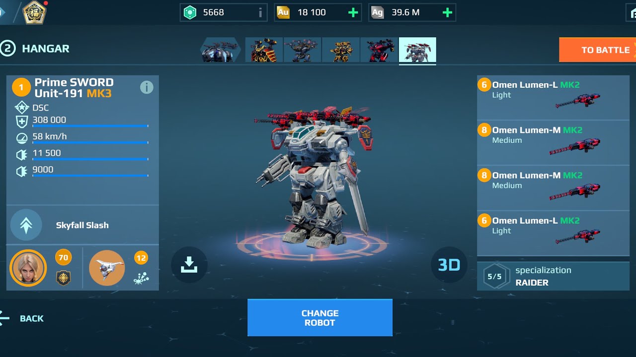 Sword unit Full Lumen | New energy guns | War robots gameplay 
