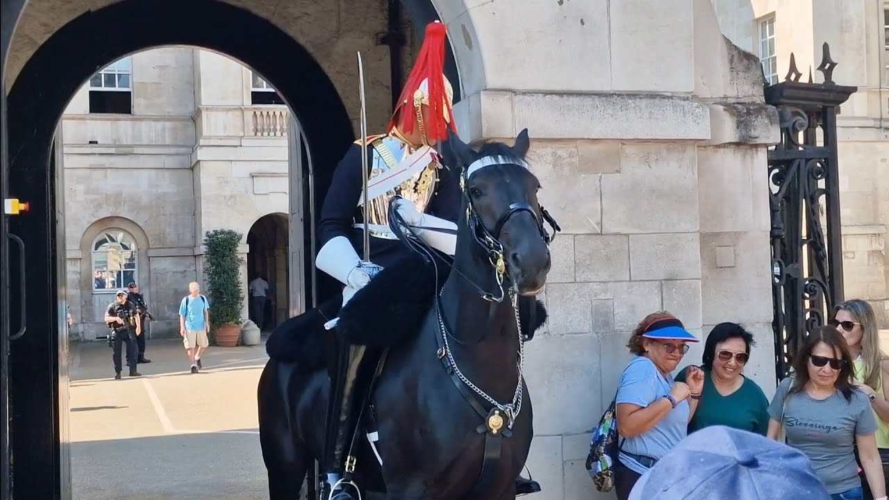 King's guard he shouts 3 times at tourist not listening move back