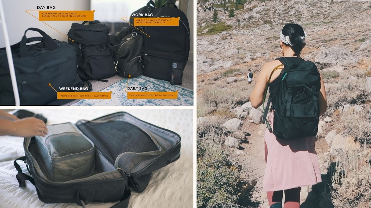 3 Travel Packing Bags - DAY HIKE, WORK CARRY-ON, and WEEKENDS