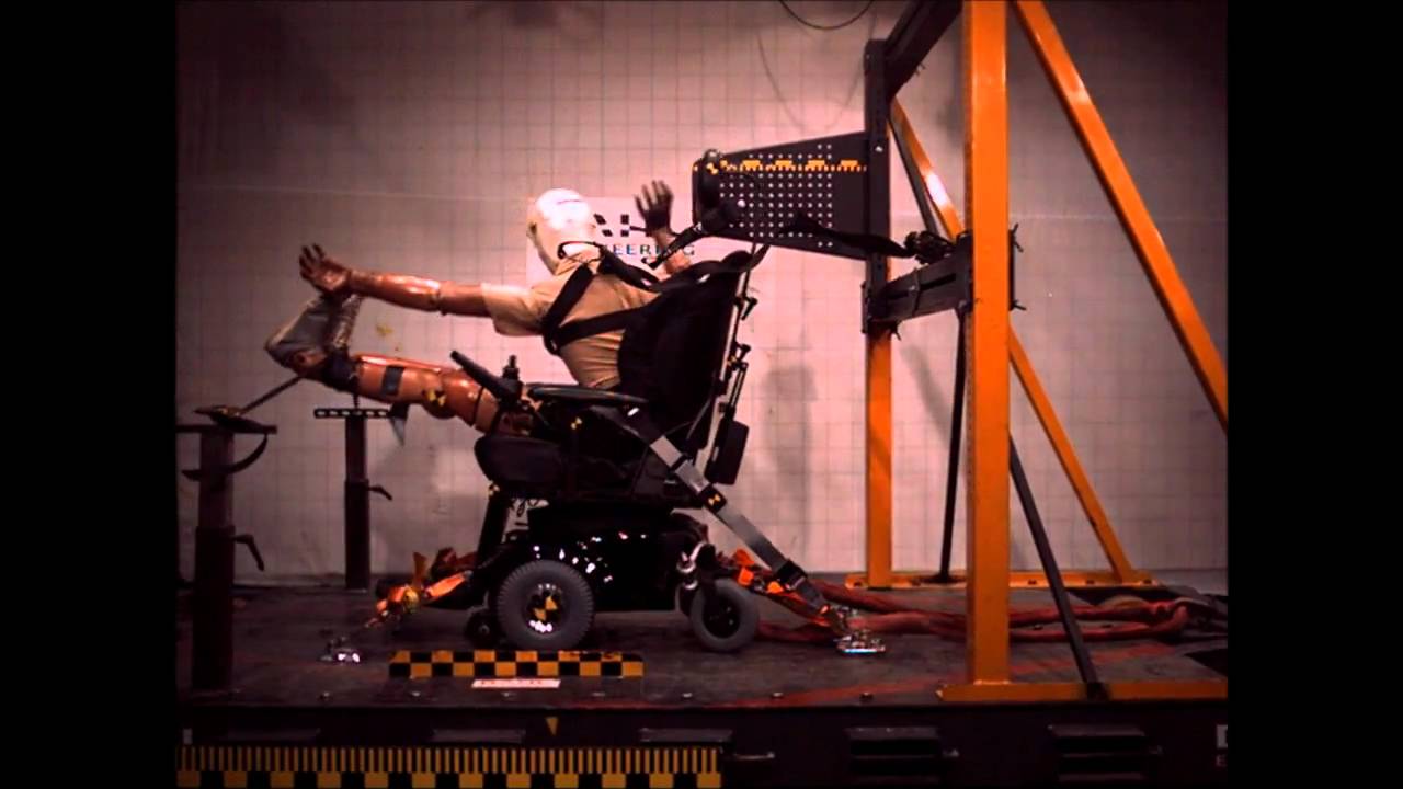 TA Indoor Wave electric wheelchair  successfully crash tested with 4 point tie down system