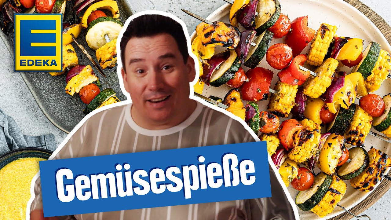 Gem&uuml;sespie&szlig;e grillen | Veganes Grillrezept mit Curry Dip