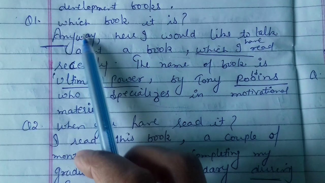 cue card ....a book you have read recently