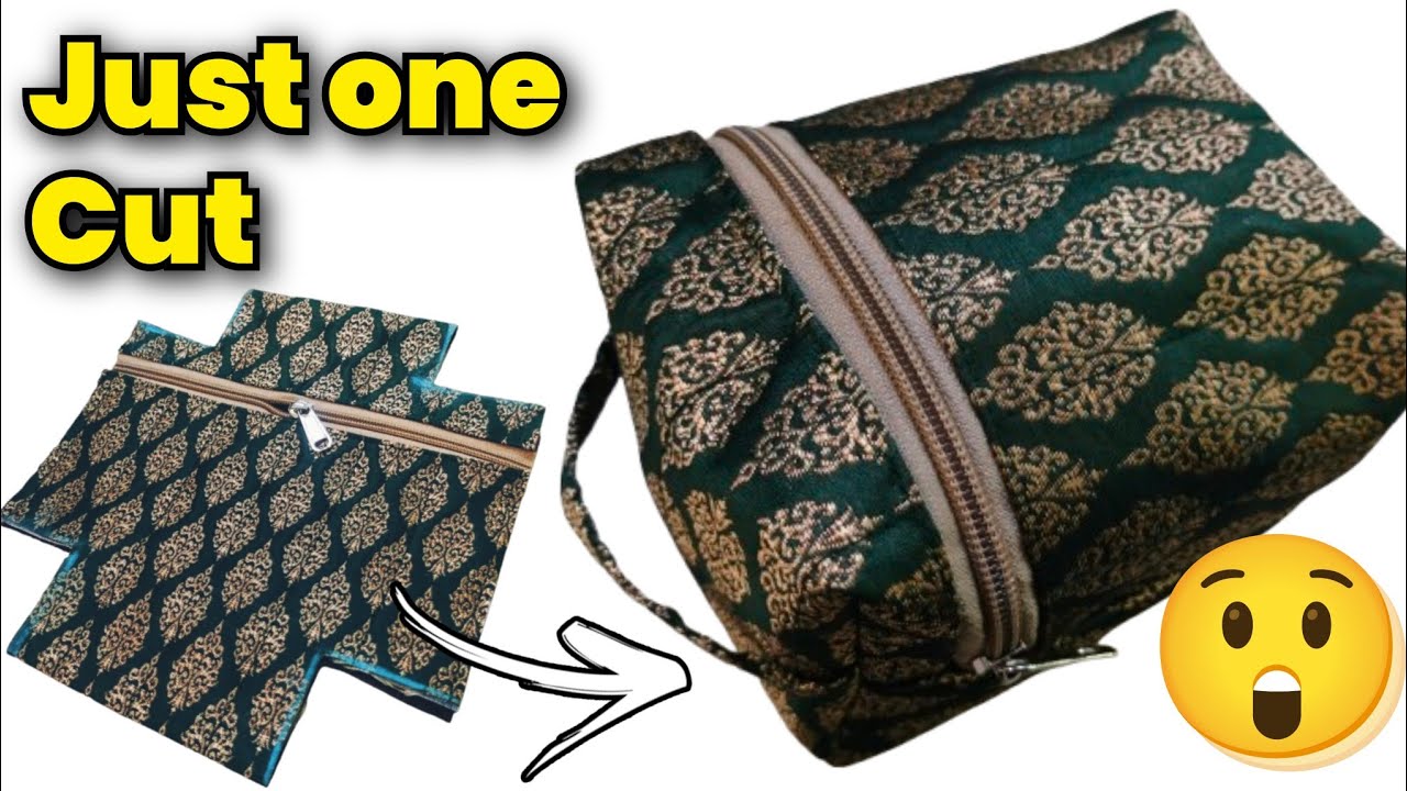 WOW 😲 Just one cut and storage bag is ready/ Bag cutting and stitching/ Makeup pouch/ lunch bag #diy