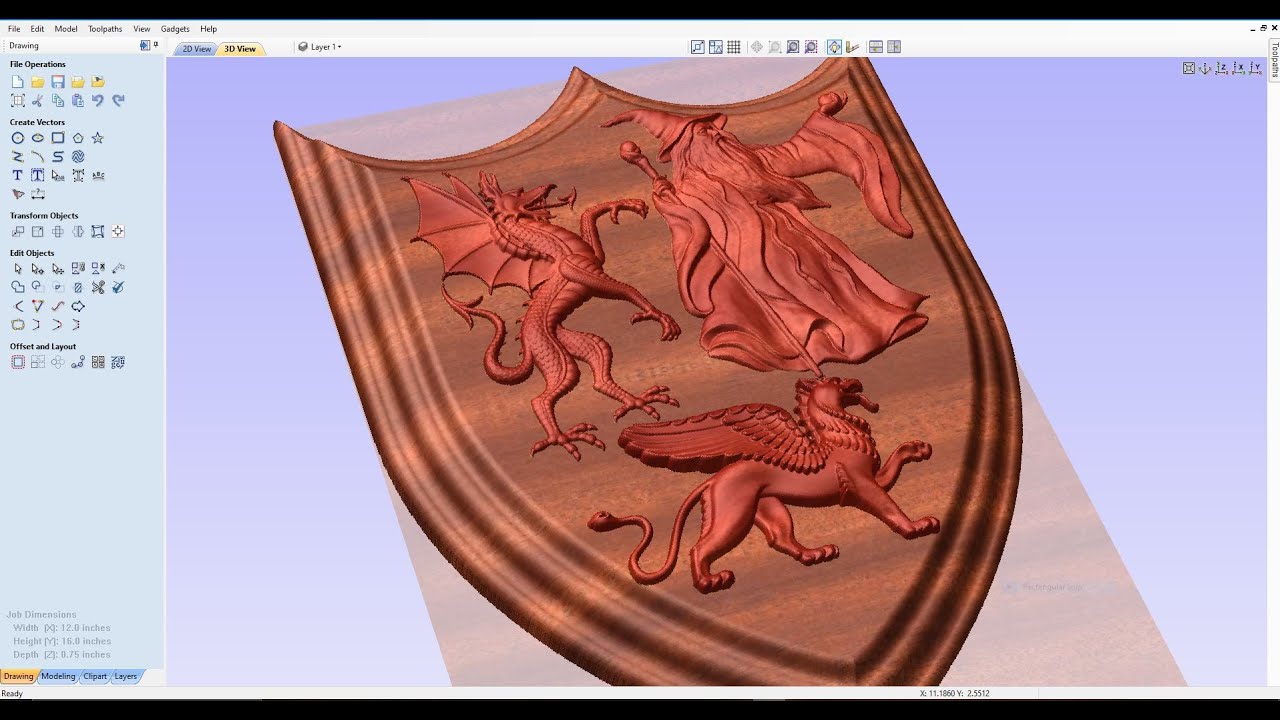 Vectric Aspire multiple 3D reliefs + tools, feeds and speeds.