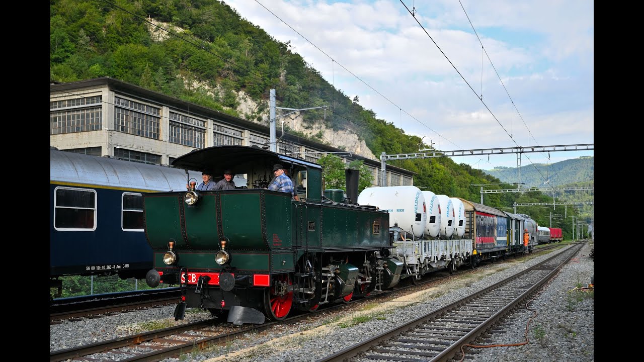 Bahnverkehr 17.7.2024: 125 Jahre OeBB, Plandampf Güterzug HSL Euro 9000, Jubiläums Re4/4, BLS Re465