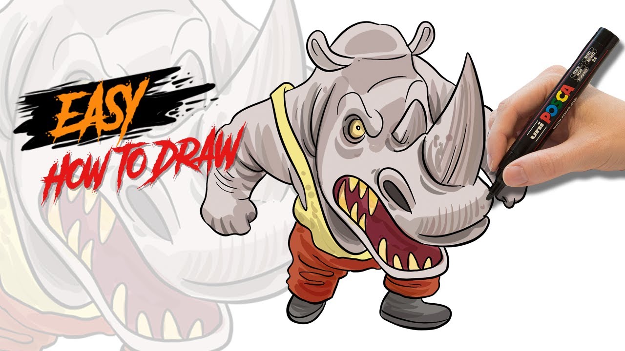how to draw Rocksteady | Teenage Mutant Ninja Turtles mutant myhem
