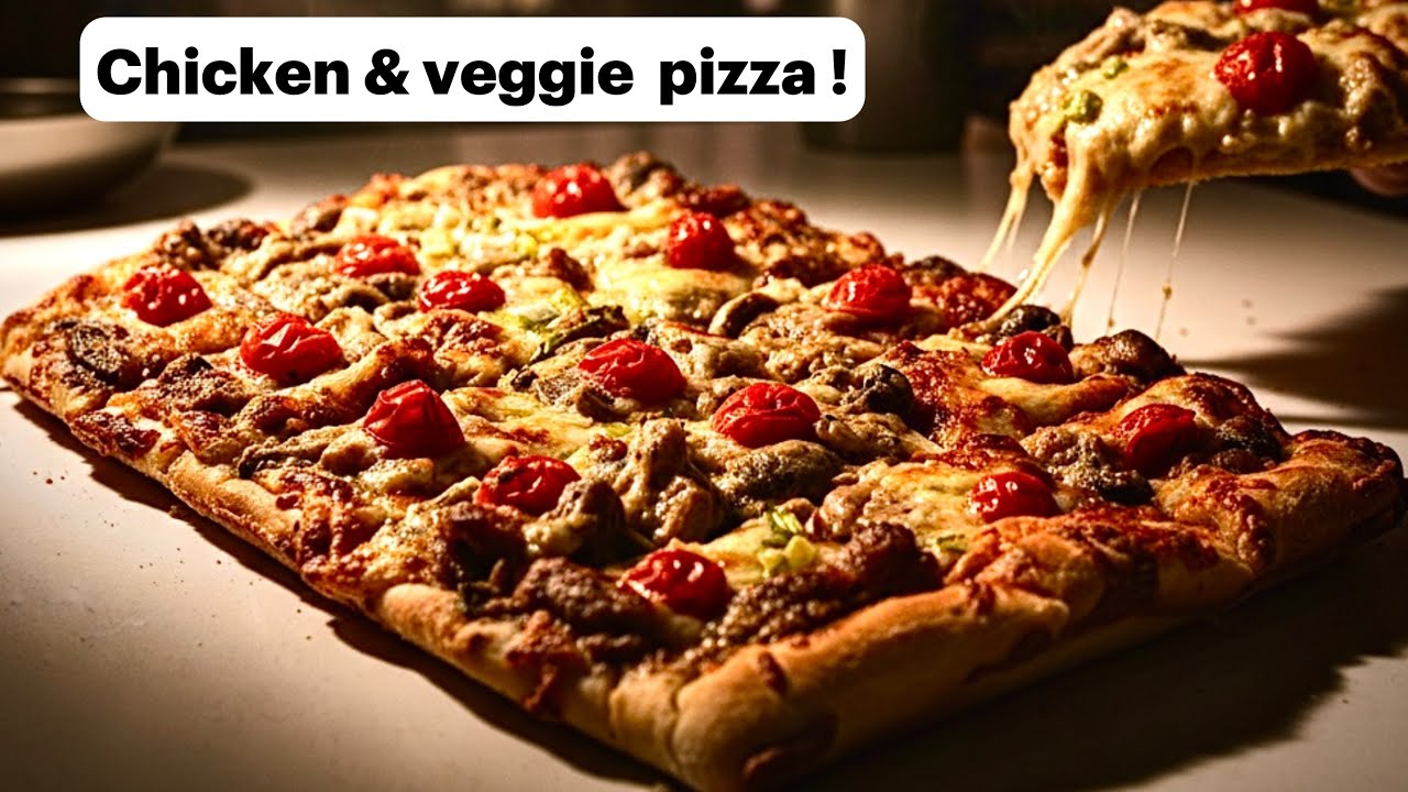 Step-by-step chicken & mushroom pizza | full tutorial