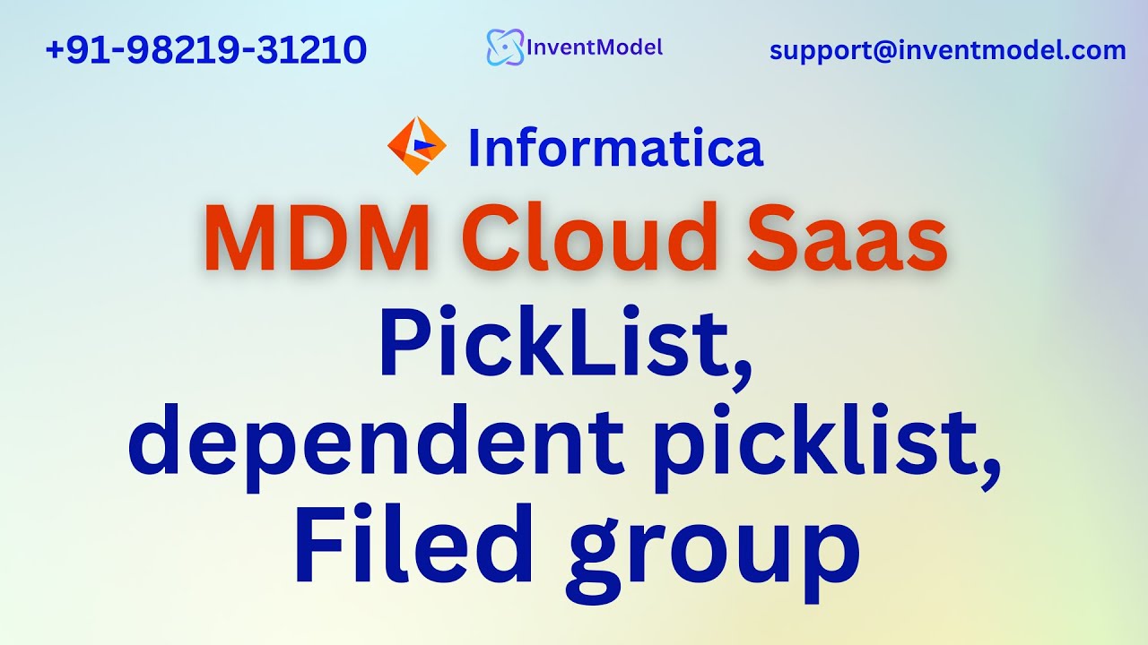 Informatica MDM Business360 Training | PickList, dependent picklist, Filed group