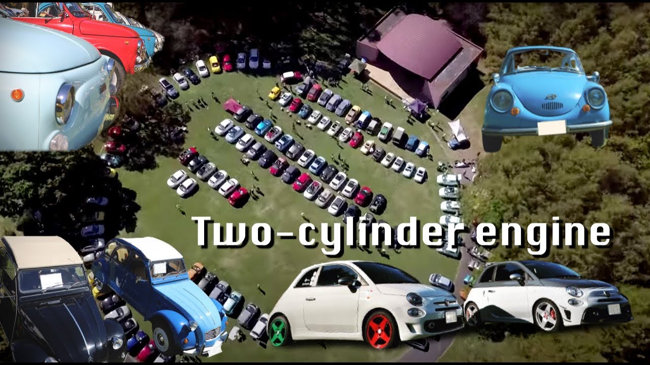 二気筒だらけのニキトウミーティングとMT-DRACOのツインエア。  #fiat500 #2CV #SUBARU360