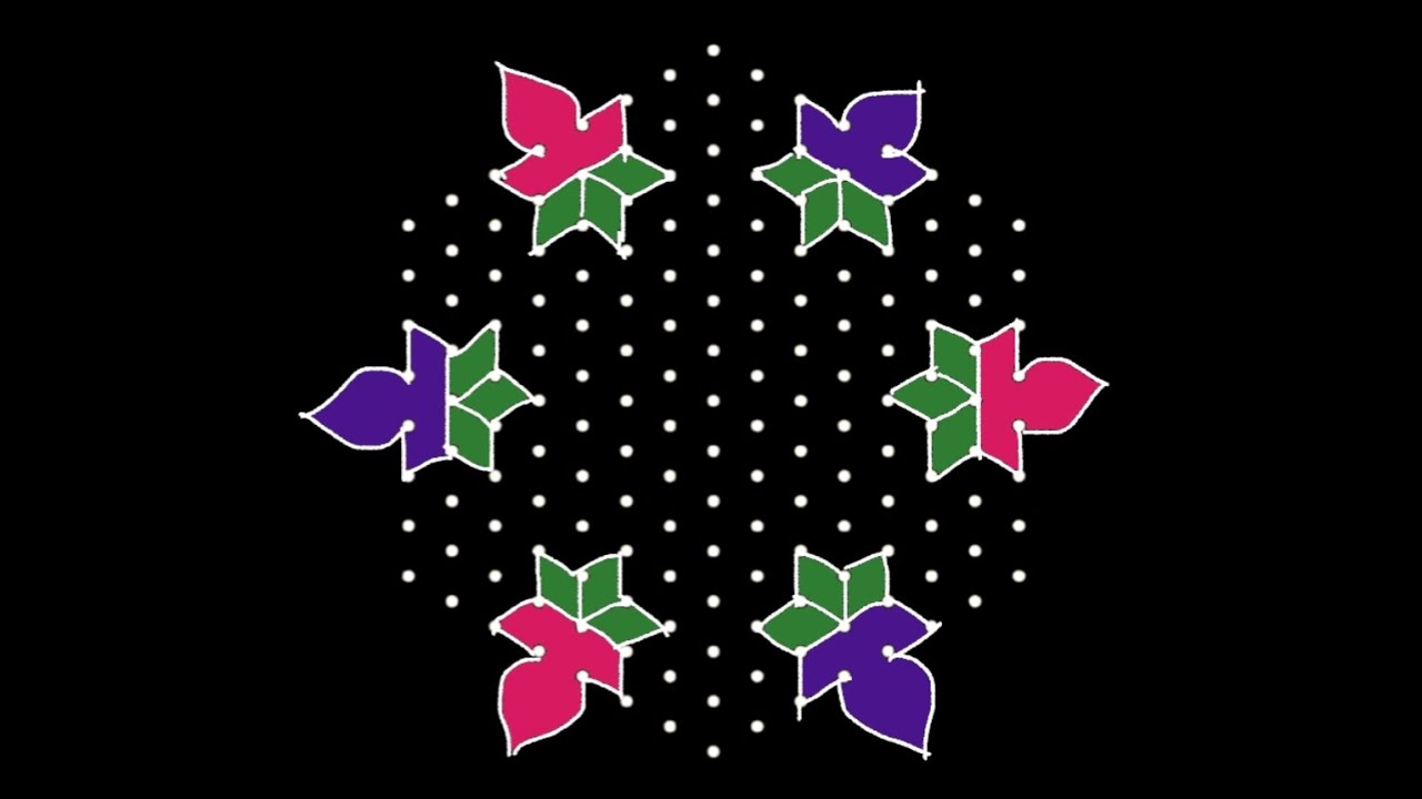 Ugadi special rangoli🌺simple design rangoli 🌺 festival rangoli 🌺Kolam🌺15*8 dots simple Ugadi muggulu