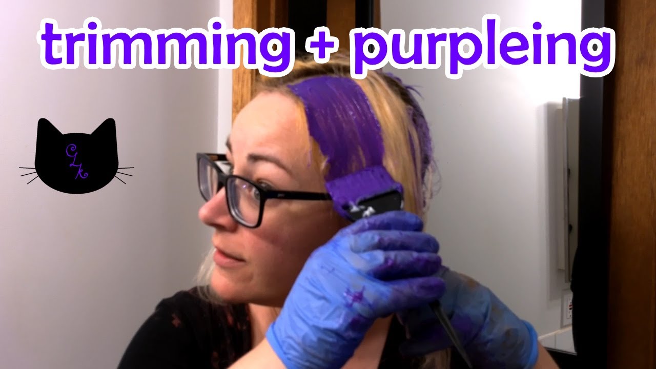 trimming my hair and dying it purple