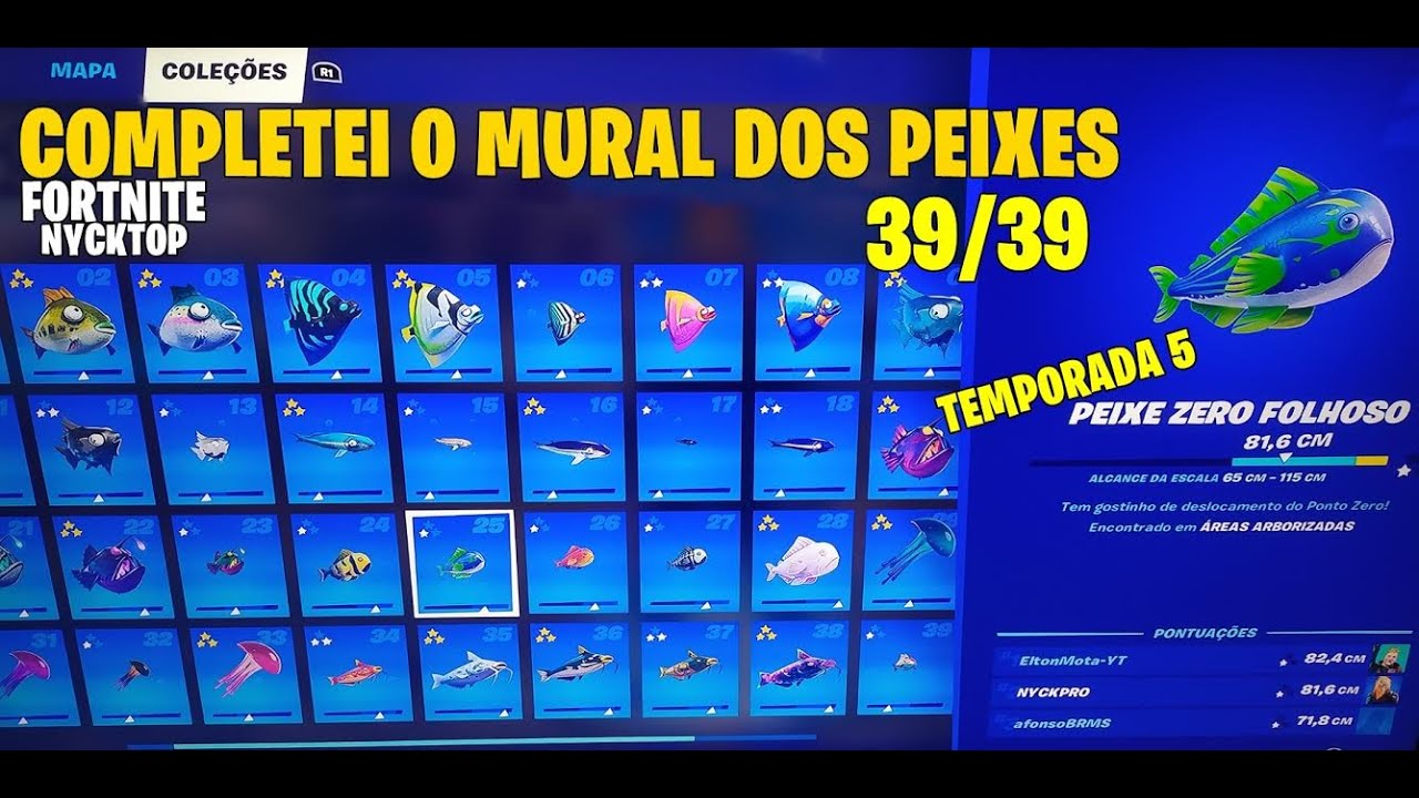 COMO PESCAR TODOS OS 39 PEIXES DA TEMPORADA 5!!! - FORTNITE