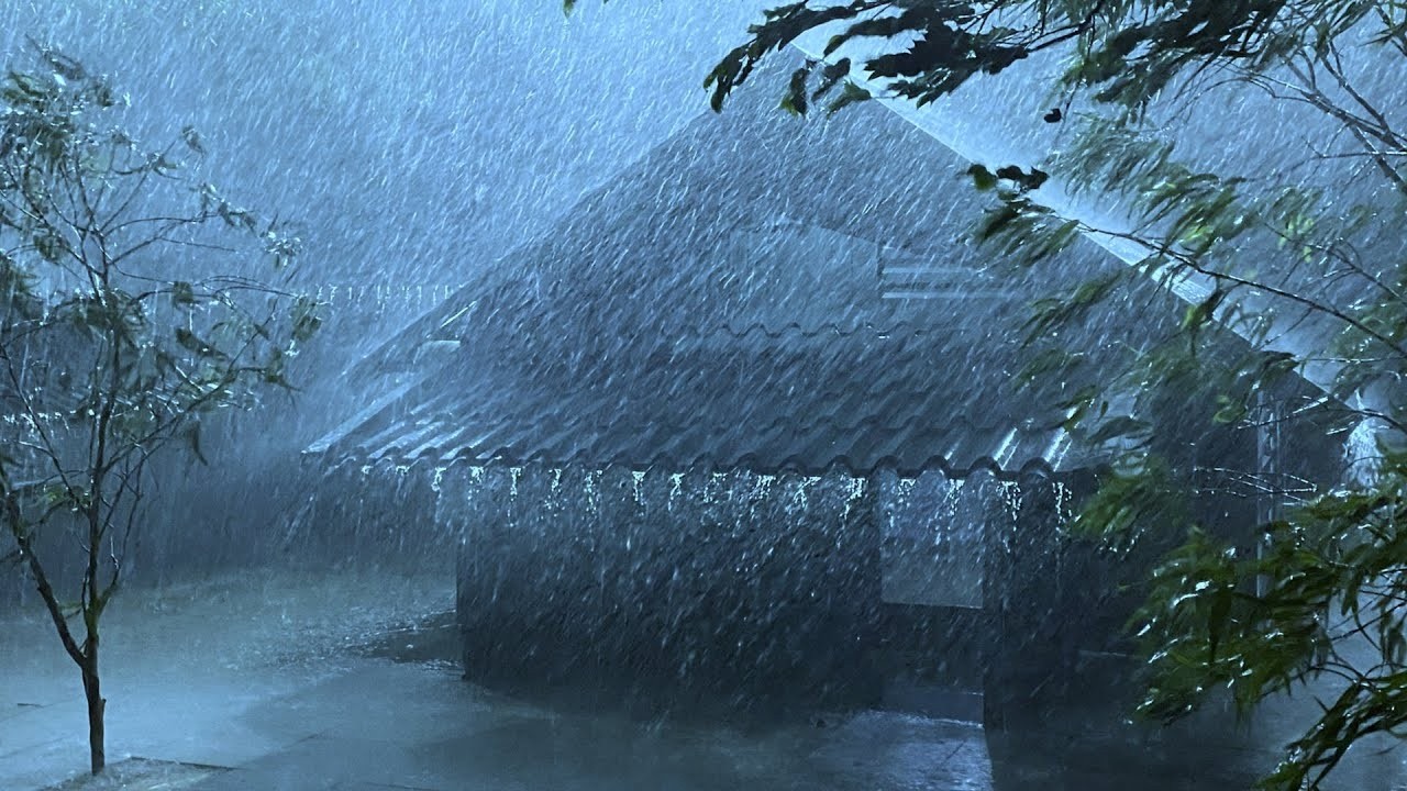 Have A Good Night's Sleep with Intense Rain & Thunder Rumbling on The Weak Metal Roof in the Night