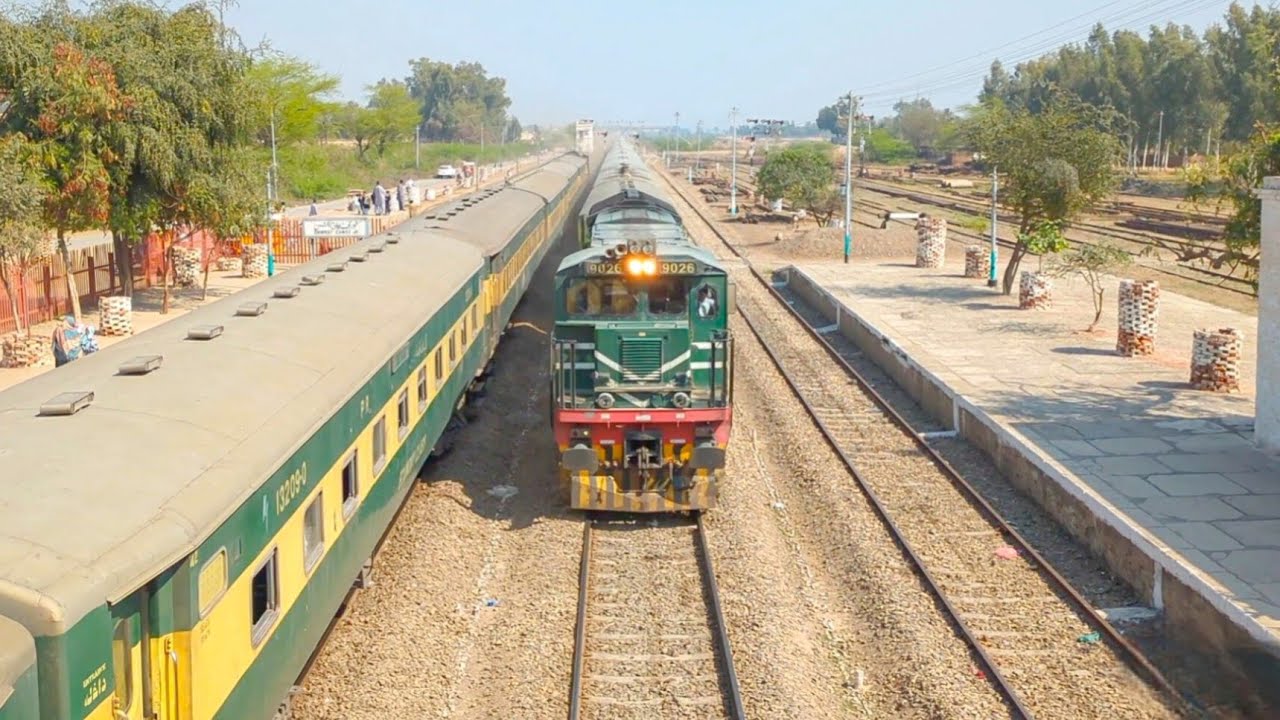 Legendary Shalimar express passes at blasting speed while Millat express waits for it #viral #train 