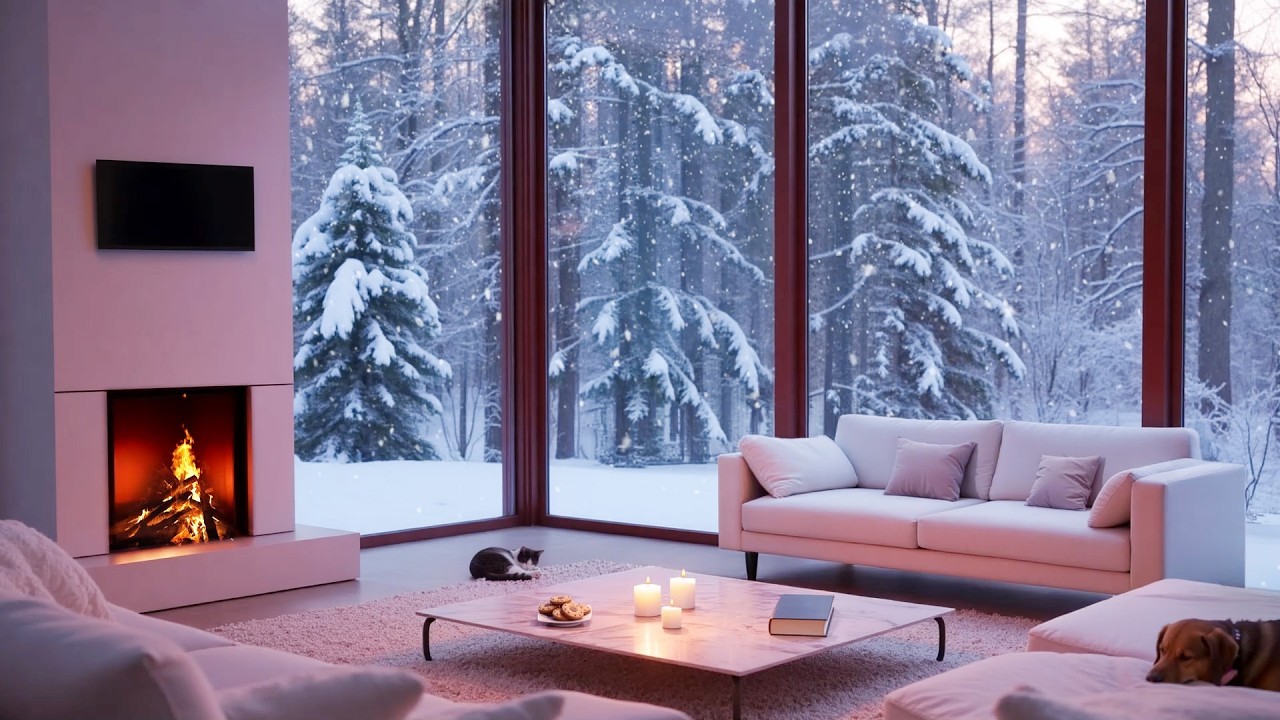 Cozy Winter Piano & Fireplace for Healing After a Long Day – Snowy Inner Peace