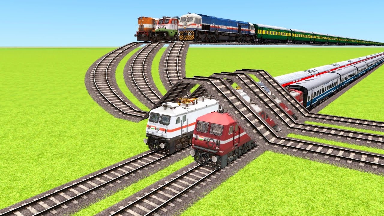 FIVE MULTIPLE TRAINS PASSING OVERHEAD FOR RAMP BRIDGE RAILROAD ▶️ Train Simulator | CrazyRails