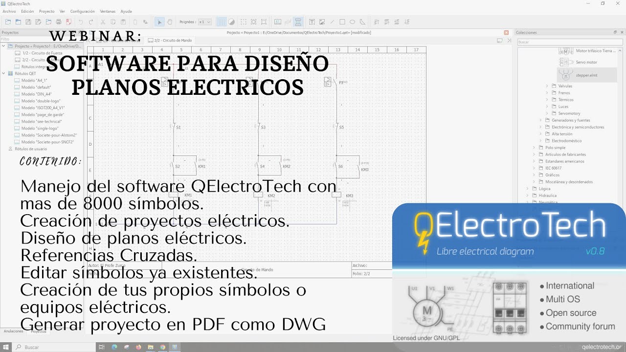 ⚡ Webinar: Software para diseño de planos eléctricos qelectrotech exportación PDF como CAD