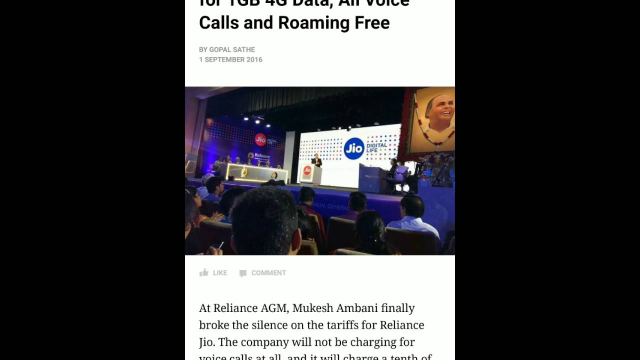 Reliance Jio tariffs : 1GB 4G Data for Rs.50 & Free Calling & SMS (UNBELIEVABLE)