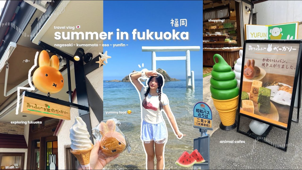 a summer in japan🎐: exploring fukuoka, animal cafes, beaches, what i eat, shopping and more