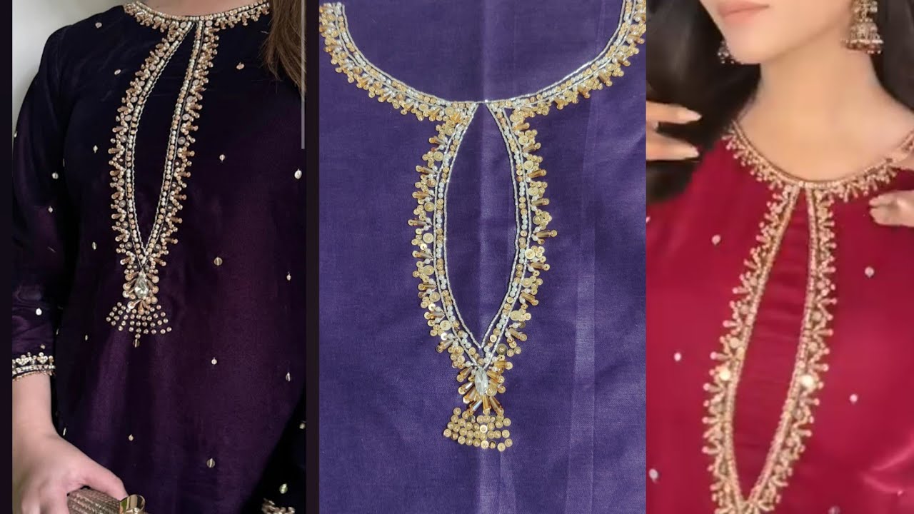 Instagram Most Viral Outfit 🥀✨Neckline Embroidery 😍 Trending Outfit Design| Beadwork Embroidery 